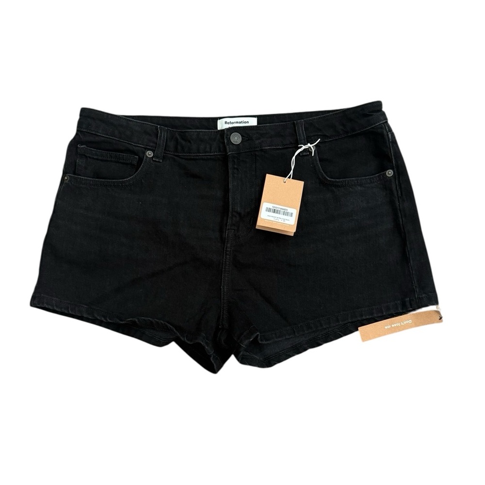 New Reformation Annie Stretch Low Rise Black Jean Shorts 31”